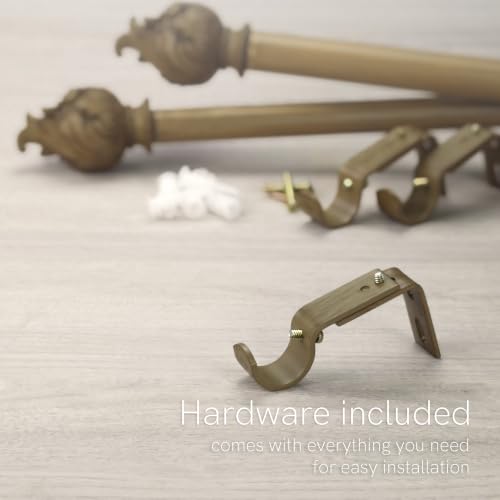 Faux Wood Curtain Rod: 36-72-Inch Telescoping Heavy Duty Window Rod - KozenSHeK