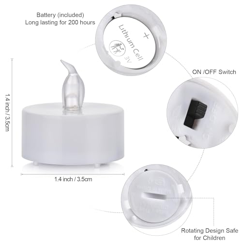 Nancia LED Flameless Tea Lights 12 Pack Warm White Battery Operated Candles