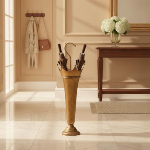 Crown-Shaped Floor Umbrella Stand Holder Rack with Antique Bronze Finish