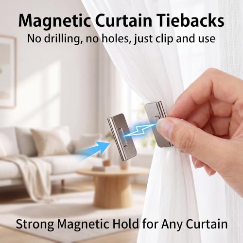 Magnetic Curtain Clips 10 Pack - No Drill Detachable Privacy Holders