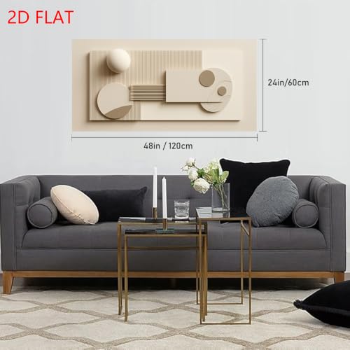 Modern Beige Geometric Canvas Wall Art - Framed Abstract Landscape