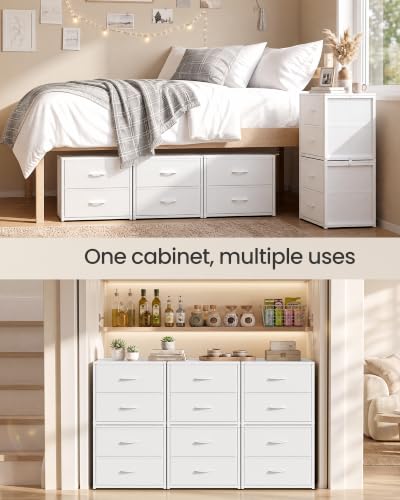SONGMICS Stackable Closet Storage Drawers in Cloud White – 2 Pack, 13.2"D x 19.5"W x 16.7"H
