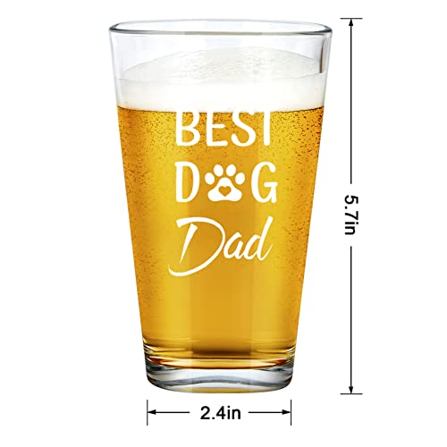 Transparent Dog Dad Beer Glass - Funny 15oz Gift for Fathers Day, Birthday, Christmas, Retirement, Anniversary
