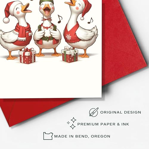 Funny Goose Christmas Card with Envelope - Holiday Greeting Card - Variation: Christmas66