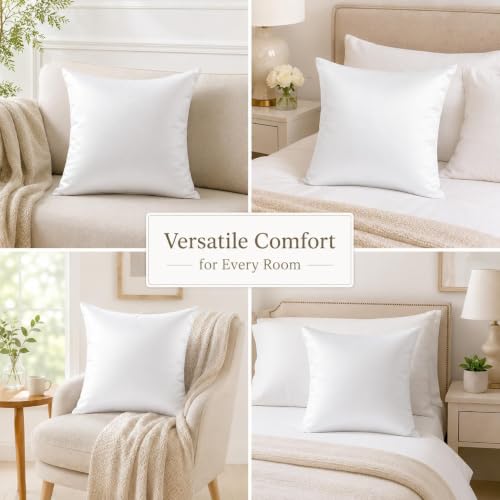 18x18 Pillow Insert - Premium Polyester Square Cushion Filler for Sofa Couch