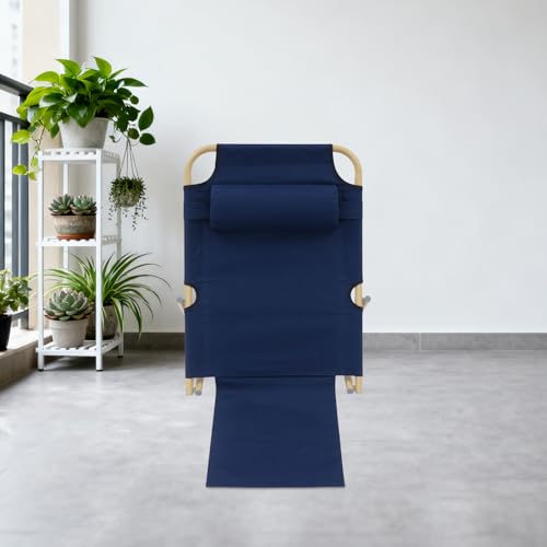 Dark Blue Adjustable Bed Backrest with 7 Positions - Folding Support for Reading & Rest