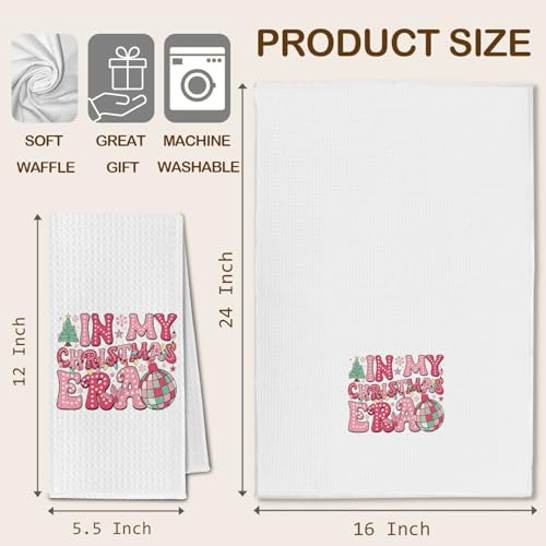 Pink Christmas Disco Ball Kitchen Towels - Christmas Era Decorative Hand Towels, 16x24 Inches