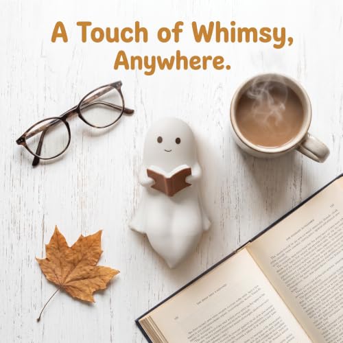 Halloween Ghost Reading Book Figurine Vinyl Decoration – Spooky Home Decor