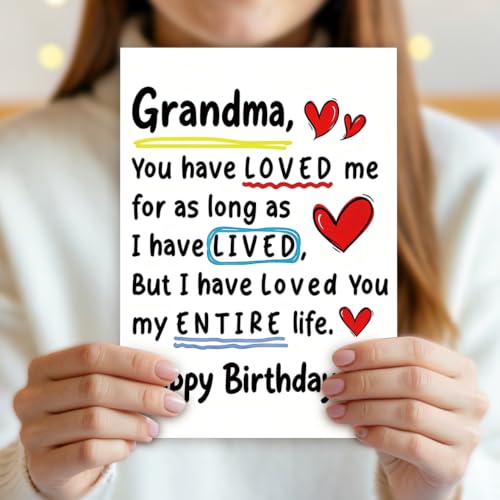 Grandma Birthday Card with Envelope & Stickers - Variation DA-0124, 7x5 Inch