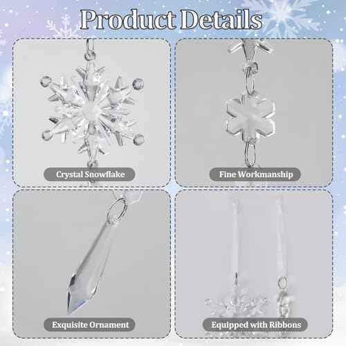 Crystal Ornaments Christmas Tree Decorations - 21pcs Christmas Tree Ornaments Sparkling Dazzling Festival Party Decoration Crystal Snowflake Design Hanging Ornament Holiday Season Home Decor