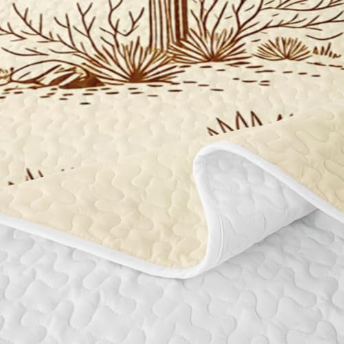 Full Size Manfei Western Cowboy Quilt Set with Pillow Shams - White Brown Vintage Bedspread
