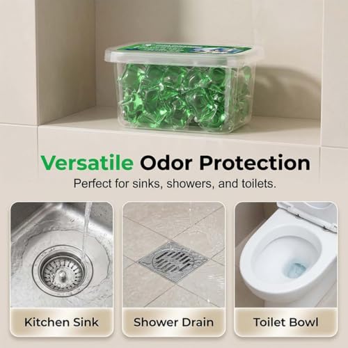 Drain Odor Eliminator Pods - Bio-Enzyme Sewer Pipe Capsules 1 Box