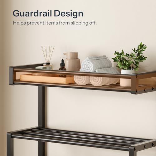 Wall-Mounted Towel Rack with 3 Tiers and 6 Hooks for Bathroom Organization