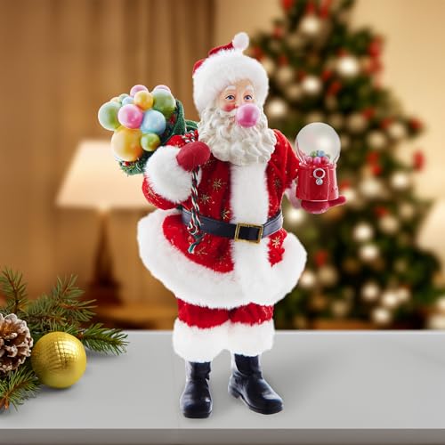 Christmas Santa Figurine 10.5 Inch Fabric Bubblegum Holiday Decoration