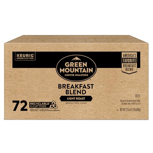 Green Mountain Coffee Roasters Breakfast Blend Single-Serve Keurig K-Cup Pods, Light Roast Coffee, 72 Count