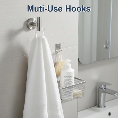 Brushed Nickel Bathroom Hardware Set with 12 and 24-Inch Towel Bars - Complete 7-Piece Kit