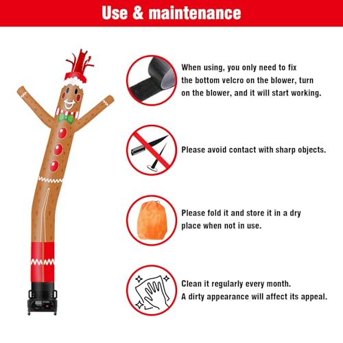 20FT Tall Gingerbread Man Inflatable Tube Man - Wacky Wavy Dancing Guy for Outdoor Decoration Advertising - Variation: Gingerbread Man-20FT