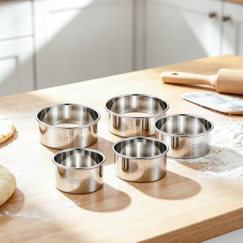 Stainless Steel 5-Piece Round Cookie Cutter Set - Baking & Biscuit Molds