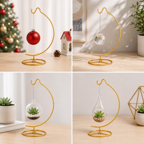 Gold Ornament Display Stand Metal Hanger for Christmas & Year-Round Decor