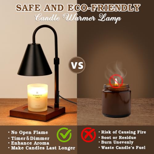 Funistree Black Candle Warmer Lamp with Timer & Dimmable Light - Mothers Day Gift
