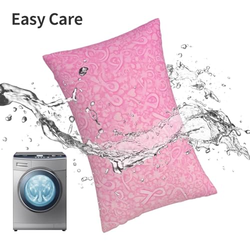 Pink Ribbon Breast Cancer Awareness Pillow Protector 14x20 Inches