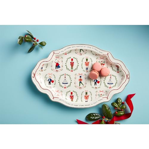 Christmas Nutcracker Platter - 10.5 x 16.25 Inch Holiday Serving Plate