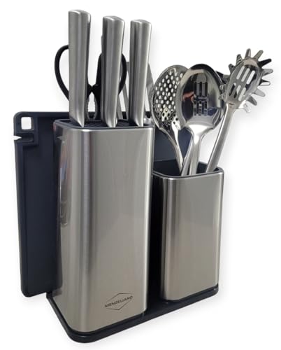 MENZELIANO 13 pcs kitchen knife set with block and cooking stainless steel utensils set with holder