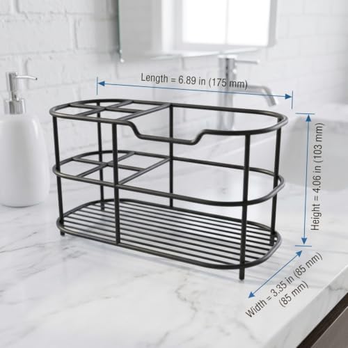 Large Matte Black Bathroom Toothbrush Holder - 6.9 Inch