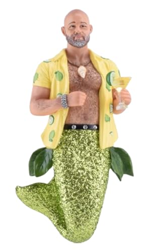 Holiday Merman Ornament Key Lime Daddy Hand Painted Resin Decor