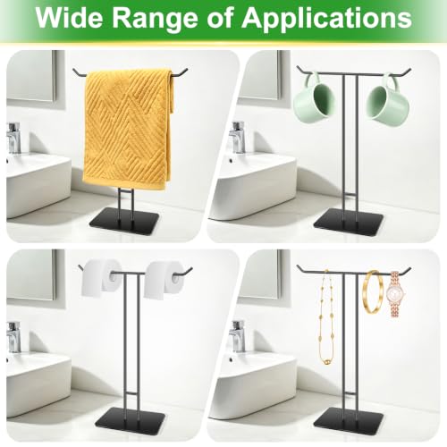 T-Shape Hand Towel Holder Stand for Bathroom Kitchen Black Stainless Steel