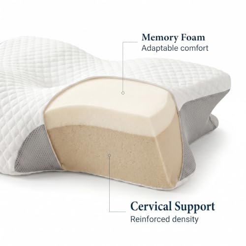 Nucca Neck Pillow - Dual-Density Memory Foam Cervical Support, 1 Pack - Black