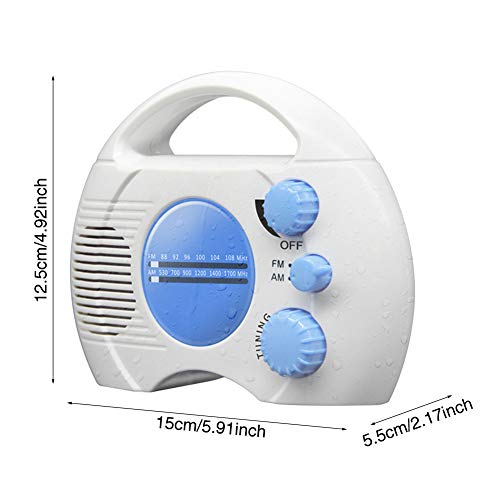 Waterproof Portable Shower Radio with AM/FM, Built-in Speaker, Adjustable Volume