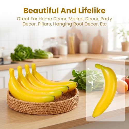 Artificial Banana Foam Decoration 4 Pack - Realistic Faux Fruit for Home & Photography