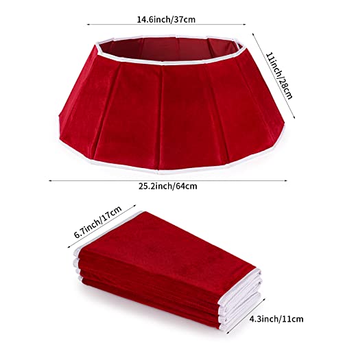 Red Velvet Christmas Tree Collar Foldable Xmas Tree Ring Base Cover for Artificial Trees