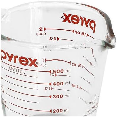 Pyrex Measuring Cup - Clear Design with Red Graphics | 1 Quart Capacity