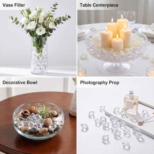 Reusable Clear Acrylic Ice Cubes for Vases and Decorations - 180 Pcs