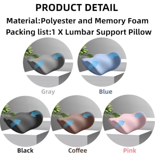 Lumbar Support Pillow for Low Back Pain Relief - Black
