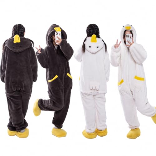 White Goose Hoodie Onesie for Kids - Cute Duck Animal Pajamas, Medium