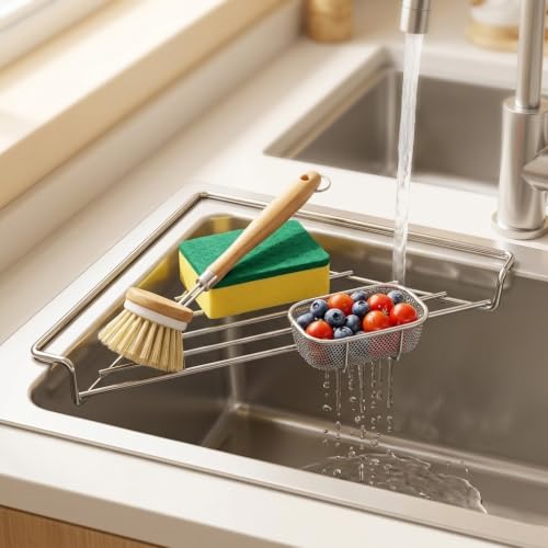 304 Stainless Steel Corner Sink Drying Rack - Triangular Kitchen Caddy - Variation 1