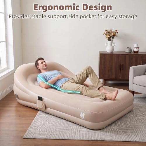 Inflatable Couch Air Sofa Bed with Built-in Pump, Portable Lounge for Camping Beach Home
