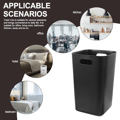 Large 13 Gallon Black Plastic Trash Can Without Lid for Bedroom Kitchen Office