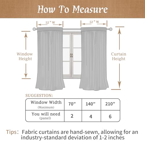 LAMIT Sage Green Blackout Linen Curtains 52W x 84L Pack of 2 - With White Liner