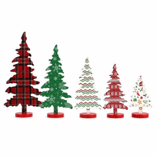 Indoor Wooden Christmas Tree Set - Rustic Holiday Decor, 5 Sizes