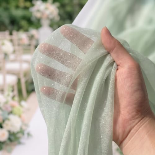 16 Pack 8ft Sage Green Wedding Chair Sashes with Bow Ties - Aisle Decor