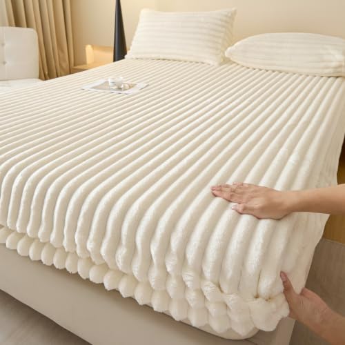 Fuzzy Plush Bed Sheet - Warm Velvet Fitted Mattress Cover, 39 x 75 Inches