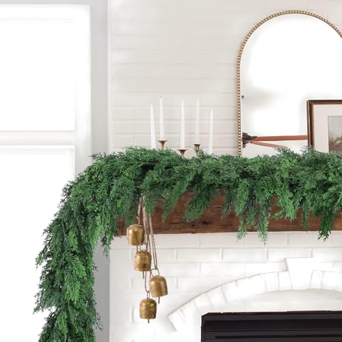 6 FT Artificial Cedar Garland - Real Touch Christmas Wreath, Green