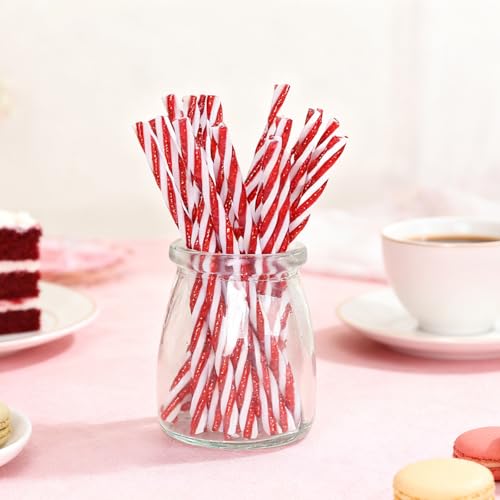 Christmas Candy Cane Sticks Ornament Glitter Red 50pcs - Holiday Decor & Party Supplies