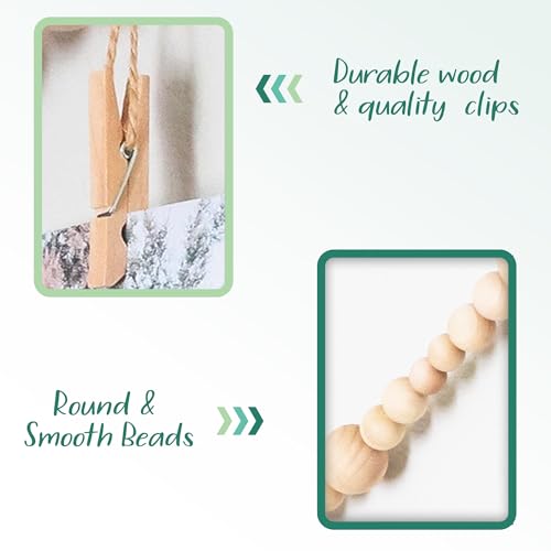 4ft Nature Beads Garland with Clothespins for Photo Display - Variation of THIS listing