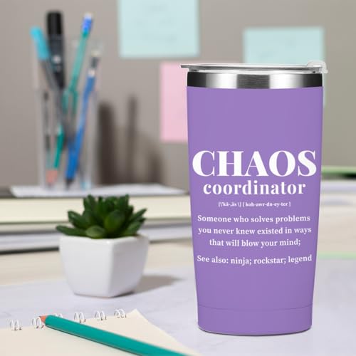 Purple Chaos Coordinator Tumbler with Thank You Gifts - Stainless Steel Insulated Mug
