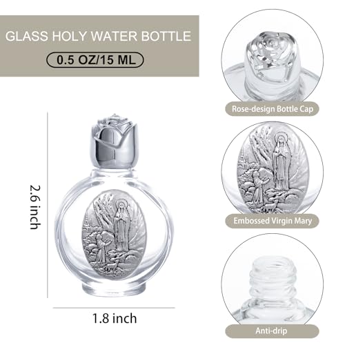 Catholic Holy Water Font Set with Bottles and Wall Mount